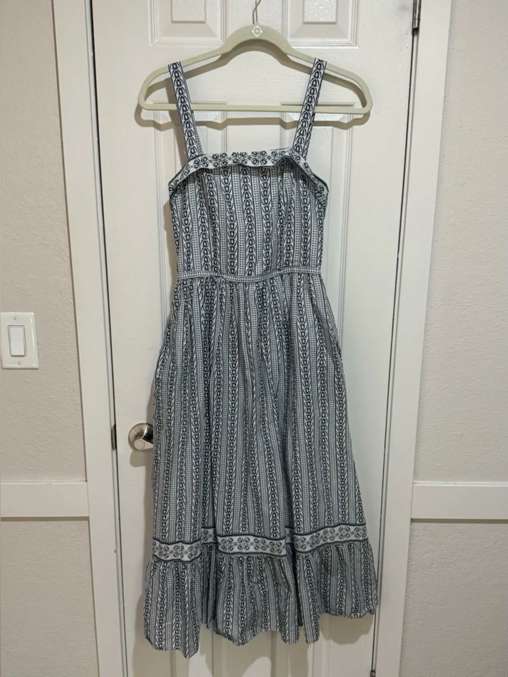 Max Studio Blue & White Striped Square-Neck Maxi Dress with POCKETS!! - Picture 3 of 10